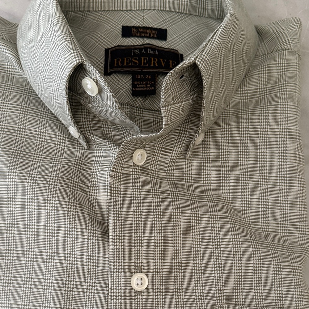 Jos. A. Bank Reserve Men's Dress Shirt - Gray Plaid